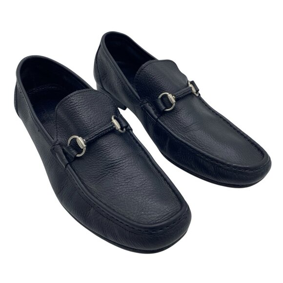 Sandro Moscoloni Sorrento Horsebit Loafer 12D Black Soft Pebbled Leather Slip On - Picture 1 of 14